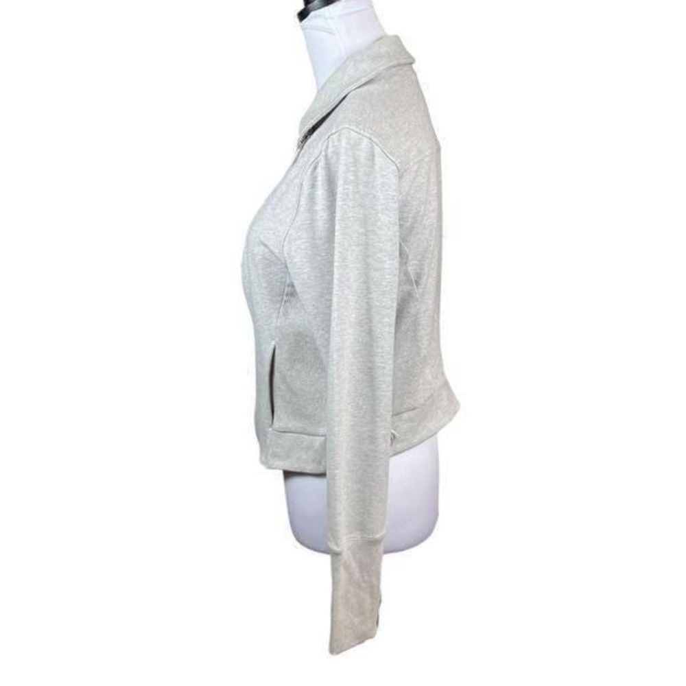 H by Halston Gray French Terry Motorcycle Jacket, Size 12 - Picture 7 of 8